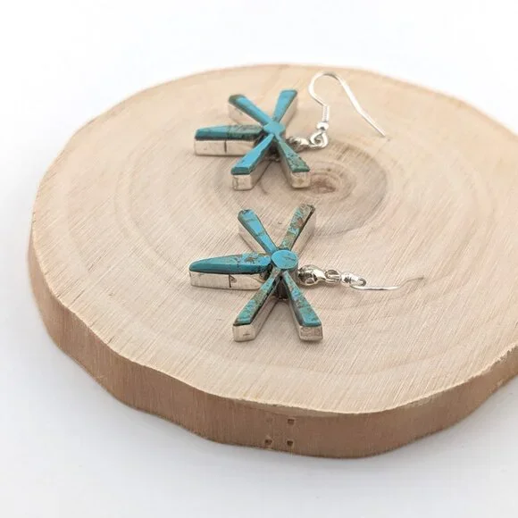 Genuine Navajo Turquoise Earrings Handmade Native American Jewelry for Women *** - Picture 10 of 14